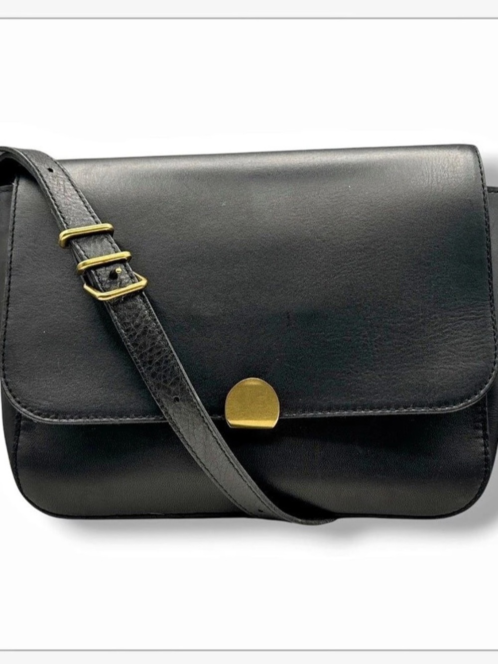 Madewell The Abroad Shoulder Bag Black Leather Crossbody Flap Style L4913